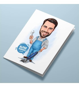 Kişiye Özel Marifetli Adam Karikatürlü Tebrik Kartı