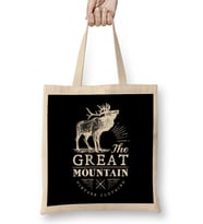 Retro Animal Stag Great Mountain Vintage Clothing White Bez Çanta Uzun Saplı