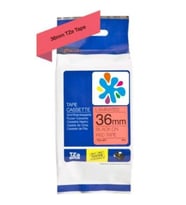 Brother TZe-461 Kırmızı üzerine Siyah Laminasyonlu Muadil Etiket 36mm x 8mm (Kırmızı-Siyah)