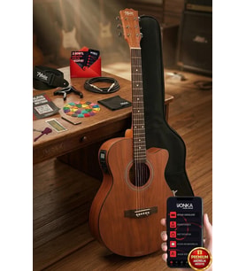 Midex Phx-188EQ Set Masif Ağaç Elektro Akustik Gitar 4/4 (Çanta Askı Capo Jak Kablo)