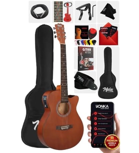 Midex Phx-188EQ Set Masif Ağaç Elektro Akustik Gitar 4/4 (Çanta Askı Capo Jak Kablo)