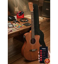 Midex Phx-188EQ Set Masif Ağaç Elektro Akustik Gitar 4/4 (Çanta Askı Capo Jak Kablo)