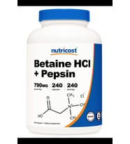 Nutricost Betaine HCl + Pepsin 790mg, 240 Capsules - Gluten Free & Non-GMO.3832 (Renksiz)