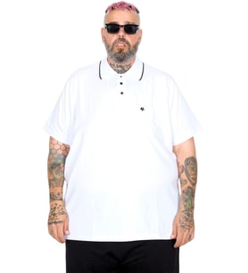 Mode XL Büyük Beden T shirt Polo Likralı Süprem Cepli 21558 Beyaz
