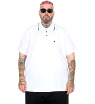 Mode XL Büyük Beden T shirt Polo Likralı Süprem Cepli 21558 Beyaz