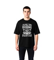 Erkek Oversize Motosiklet Baskılı Tişört Babalık Temalı Rahat Kesim Kısa Kollu Günlük Modern Şık