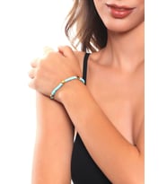Kadın Altın Renk Yıldız Charm Detaylı Fosforlu Mavi Renk Fimo Bileklik