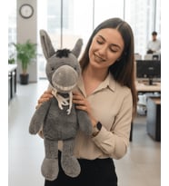 Büyük Boy Eşek Peluş Figür Sevimli Eşşek 50 cm Sevgili Hediye Premium Yumuşaklıkta (Kurşun Gri)