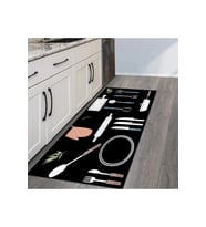 Rovigo Home Dijital Baskı Yıkanabilir Kaymaz Taban Mutfak Halısı RVG2062 (Siyah)