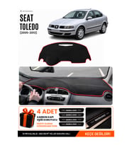 e-biz SEAT TOLEDO (2005-2013) Uyumlu Torpido Örtüsü, Torpido Kılıfı - Siyah-Kırmızı - SE008