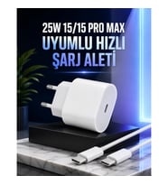 iPhone 15 ve 15 Pro Max Uyumlu Hızlı Şarj Adaptörü ve Type-C to Lightning Kablo Seti