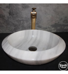 Sipahi Marble Marmara Pijamalı Yuvarlak Dizayn Lavabo