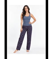 Night Kadın Çizgili Bluz Desenli Askılı Pijama Takımı