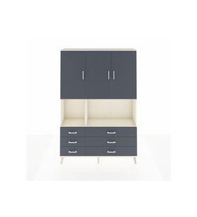 Arges Gardrop 6 Raflı 6 Çekmeceli 3 Kapaklı 132x30x195 Aytaşı-Antrasit