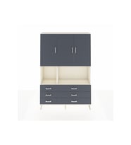 Arges Gardrop 6 Raflı 6 Çekmeceli 3 Kapaklı 132x30x195 Aytaşı-Antrasit