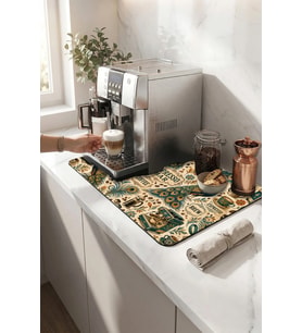 Valerine Life Kahve Espresso Makinesi Matı 35x45cm Çaycı Pad Su Geçirmez Peacock Espresso