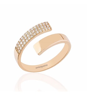 Rose Altın Eklem Yüzük Taşlı 14K Gold (Çok Renkli)