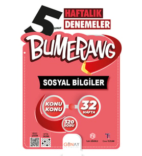Günay Yayınları Yeni Müf. 5. Sınıf Sosyal Bilgiler Bumerang Haftalık Denemeler Güncel (Çok Renkli)