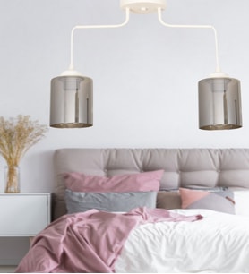 Modern 2.li Beyaz-Füme Camlı Avize