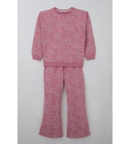 Breeze Kız Çocuk Eşofman Takımı Kurdele Desenli Bel Kısmı Lastikli 9-14 Yaş, Pembe