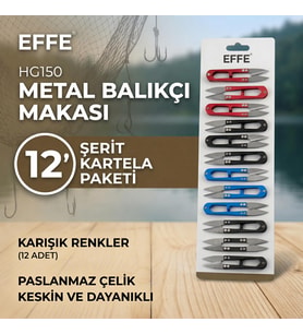 Effe HG150 Metal Balıkçı Makası Renkli 12 Adet Kartela