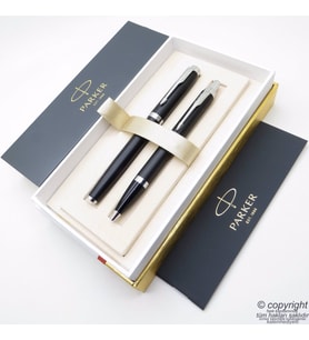Parker IM Mat Siyah Roller Kalem + Tükenmez Kalem Set  İsme Özel Kalem  Hediyelik Kalem