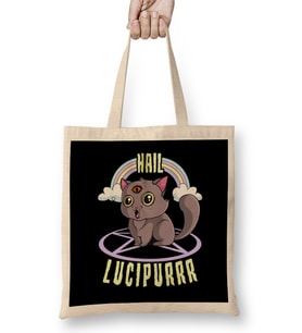 Cute Satanic Hail Lucipurr Rainbow Kitty Goth Bez Çanta Uzun Saplı