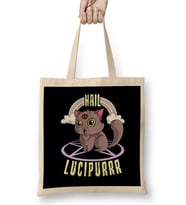 Cute Satanic Hail Lucipurr Rainbow Kitty Goth Bez Çanta Uzun Saplı