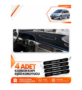 RENAULT SCENIC 1 (1996-2003) Uyumlu Ön Torpido Koruma Kılıfı Halısı - Siyah Mavi