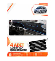 RENAULT SCENIC 1 (1996-2003) Uyumlu Ön Torpido Koruma Kılıfı Halısı - Siyah Mavi