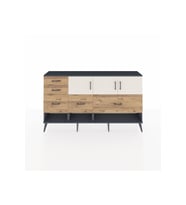 Arges Konsol 3 Raflı 5 Çekmeceli 3 Kapaklı 176x30x99 Antrasit-Aytaşı/Çam