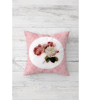 Vintage Floral Desen Tarafı Baskılı Gizli Fermuarlı Yastık Kılıfı Kırlent Koltuk Yastık Kılıfı (Beyaz-Pembe)