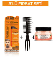 Fontenay Pudra Toz Wax Turuncu 20gr +Şekil Tarağı 034+ Face And Body Scrub Çilekli 350ml 3'Lü Set
