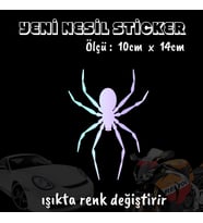 spider örümcek ön arka cam uyumlu 2 ADET oto sticker - ışıkta renk değiştiren hologram sticker yapıştırma