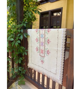 Kilim Desen Runner, Masa Örtüsü (Krem)