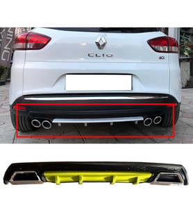 Renault Clio Mk4 SportTourer SW Sarı Difüzör Çiftli Kare Egzoz Görünümlü D Tip Difizör 2012-2019