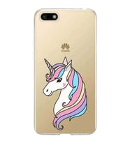 Huawei Y5 2018 Uyumlu Kapak Unicorn Tasarımlı Şeffaf Silikon Kılıf