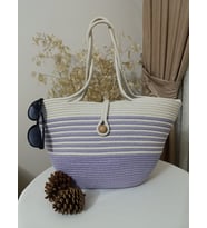Plaj Çantası (Ekru-Lila)