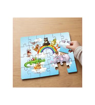 Gökkuşağı Üzerinde Sevimli Hayvanlar Tasarımlı 24 Parça Ahşap Çocuk Puzzle MPK0831