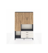 Arges Dolap 6 Raflı 3 Çekmeceli 3 Kapaklı 132x30x195 Antrasit-Çam/Aytaşı
