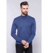Balıkçı Yaka Mavi Triko  Wessi (İndigo)