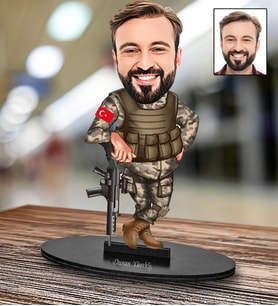Kişiye Özel Asker Tasarımlı Karikatür Biblo