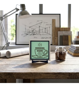 Güne Kahveyle Başlayanlar İçin Modern Dekoratif Obje, Çalışma Masanıza Keyif Katan Tasarım 10x10 cm
