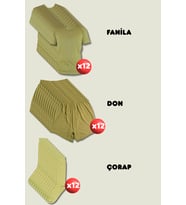 12'li Askerlik Seti Fanila Don Çorap - Temel ve Bedelli Askerlik Malzemeleri (Haki)