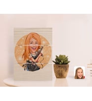 BK Gift Kişiye Özel Kadın Kuaför Karikatürlü Otantik Masaüstü Ahşap Palet Çerçeve-2 (Beyaz)
