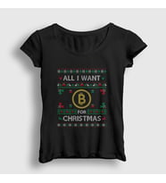Presmono Kadın Siyah Bitcoin For Christmas Yılbaşı T-Shirt 269009tt