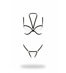 Mulvxbrf Brf02 Siyah Harness Takım Zincir Detaylı Vücut Braleti - Brf1204 (Mulvix)