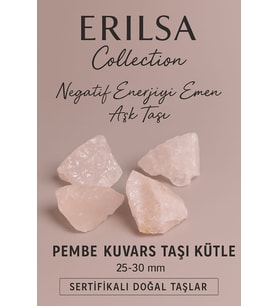 Sertifikalı Pembe Kuvars Doğal Taş Kütle 25 30 mm Aşk ve Pozitif Enerji Taşı (Çok Renkli)