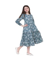 Gülücük Kids G00662-423 Kız Çoçuk Empirme Çicekli Elbise - Gülücük - Pembe - ST00662-Pembe-14 YAŞ (Yeşil)