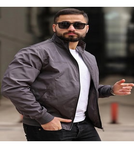Erkek Gömlek Yaka Baharlık Mont Astarlı Mevsimlik Çeket Antrasit